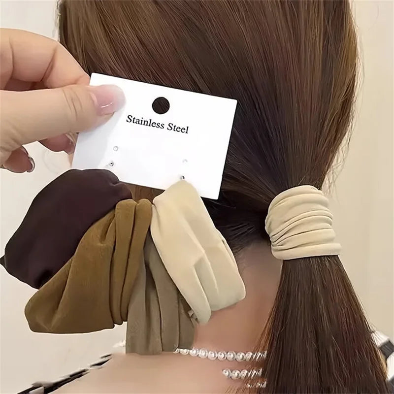 💫 4pcs Thick Hair Band Set – Solid Widen Ponytail Rubber Scrunchies