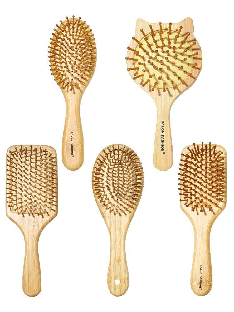 Natural Bamboo Hair Brush – Wooden Anti-Static Detangler & Scalp Massage Comb
