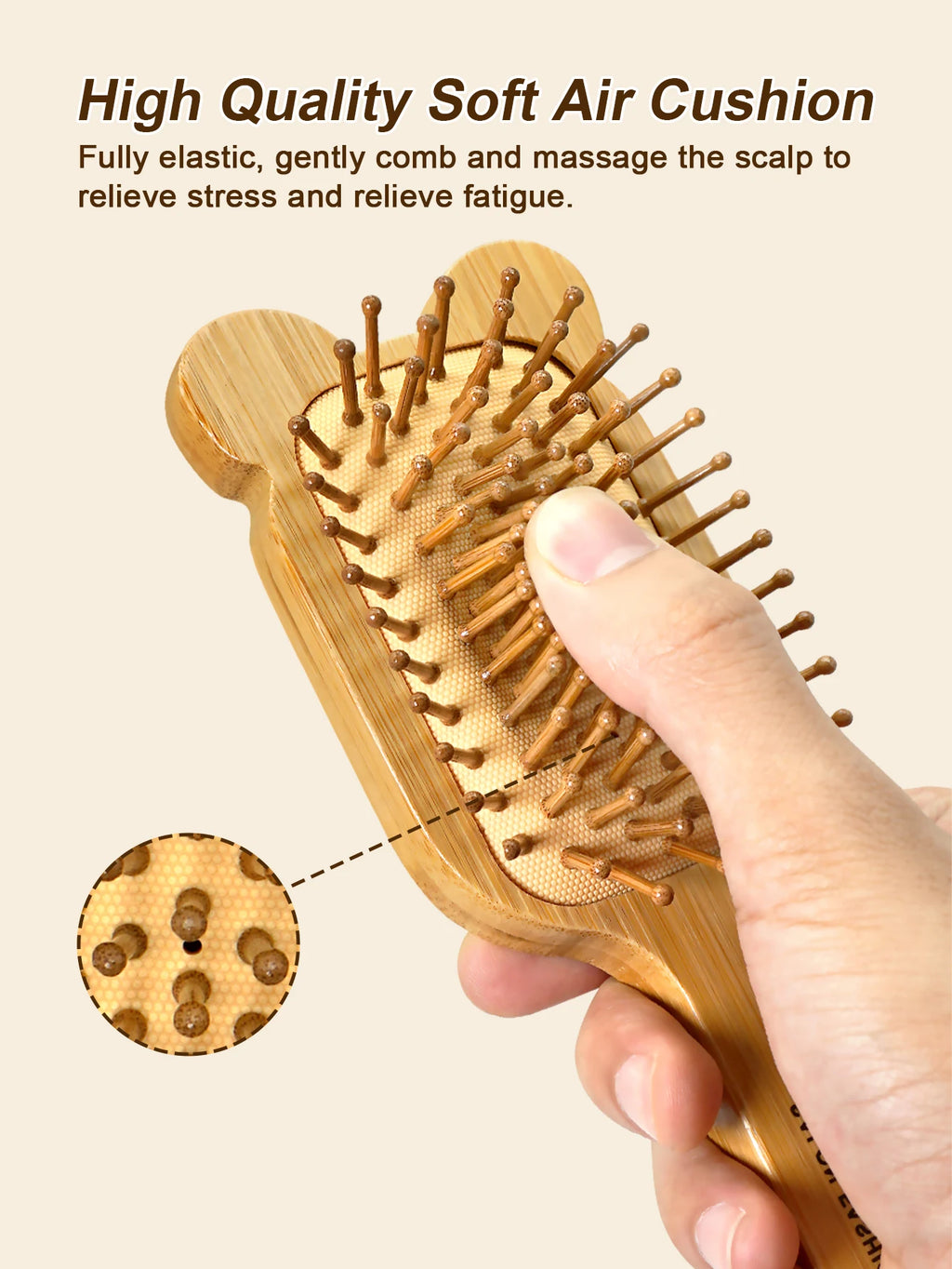 Natural Bamboo Hair Brush – Wooden Anti-Static Detangler & Scalp Massage Comb