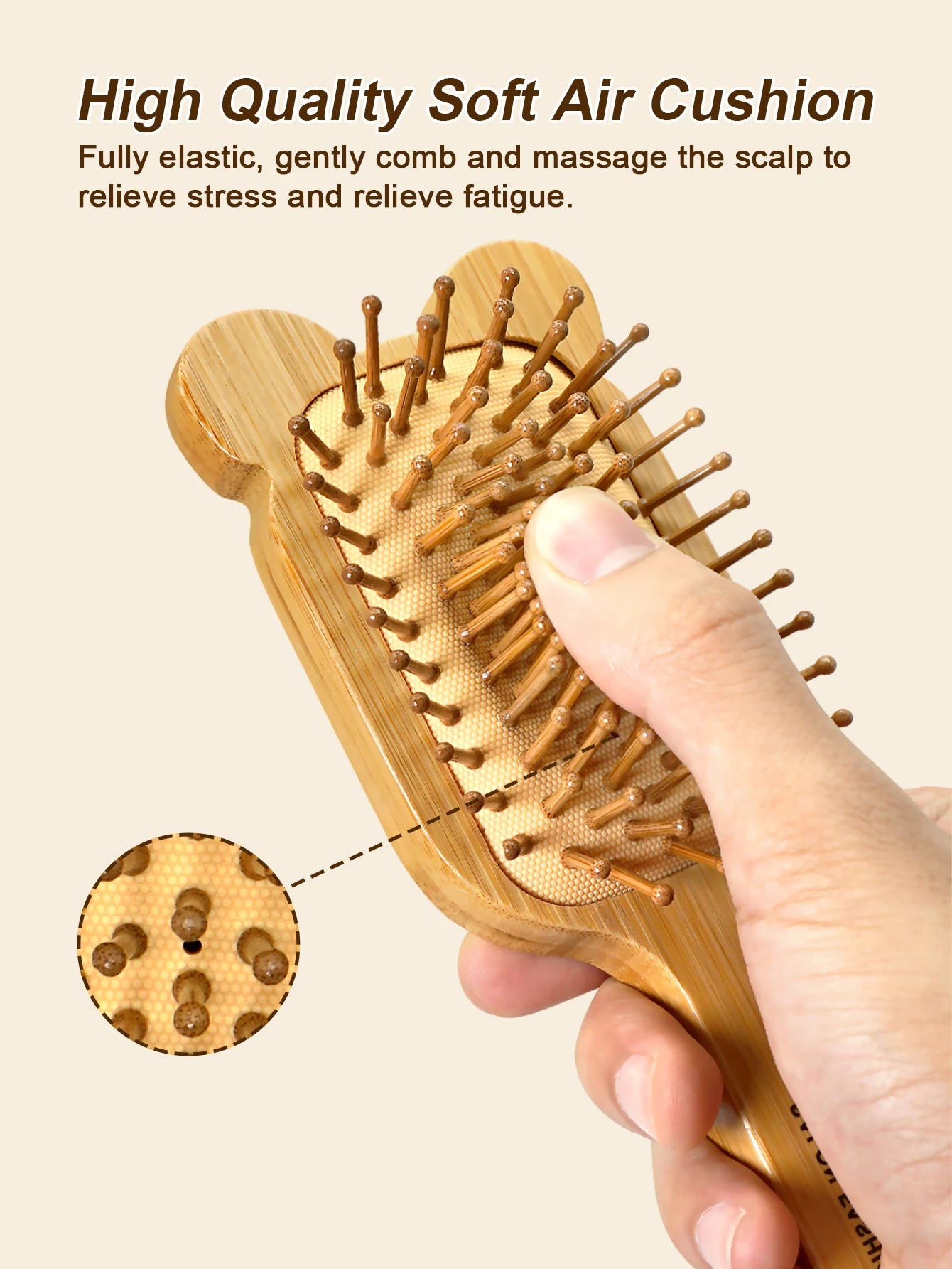 Natural Bamboo Hair Brush – Wooden Anti-Static Detangler & Scalp Massage Comb