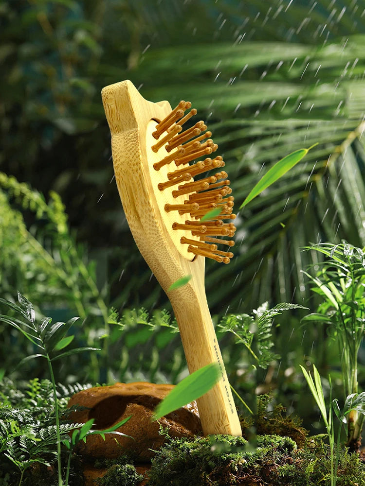 Natural Bamboo Hair Brush – Wooden Anti-Static Detangler & Scalp Massage Comb