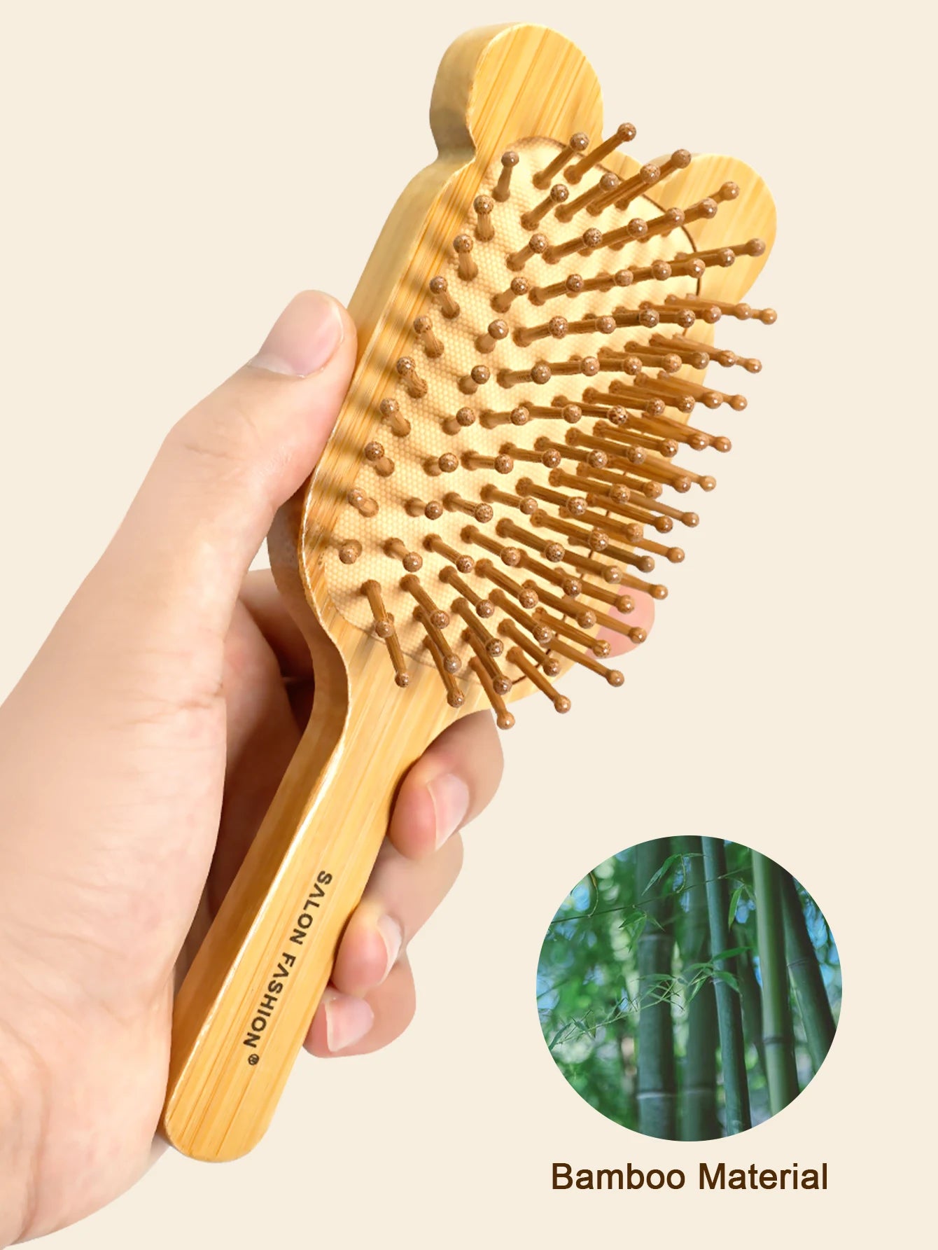 Natural Bamboo Hair Brush – Wooden Anti-Static Detangler & Scalp Massage Comb