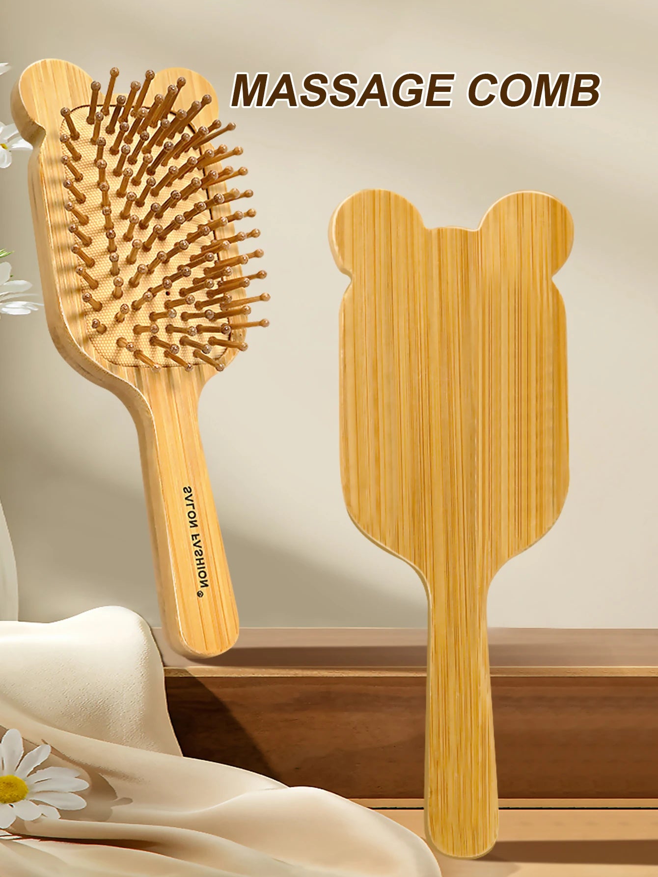 Natural Bamboo Hair Brush – Wooden Anti-Static Detangler & Scalp Massage Comb