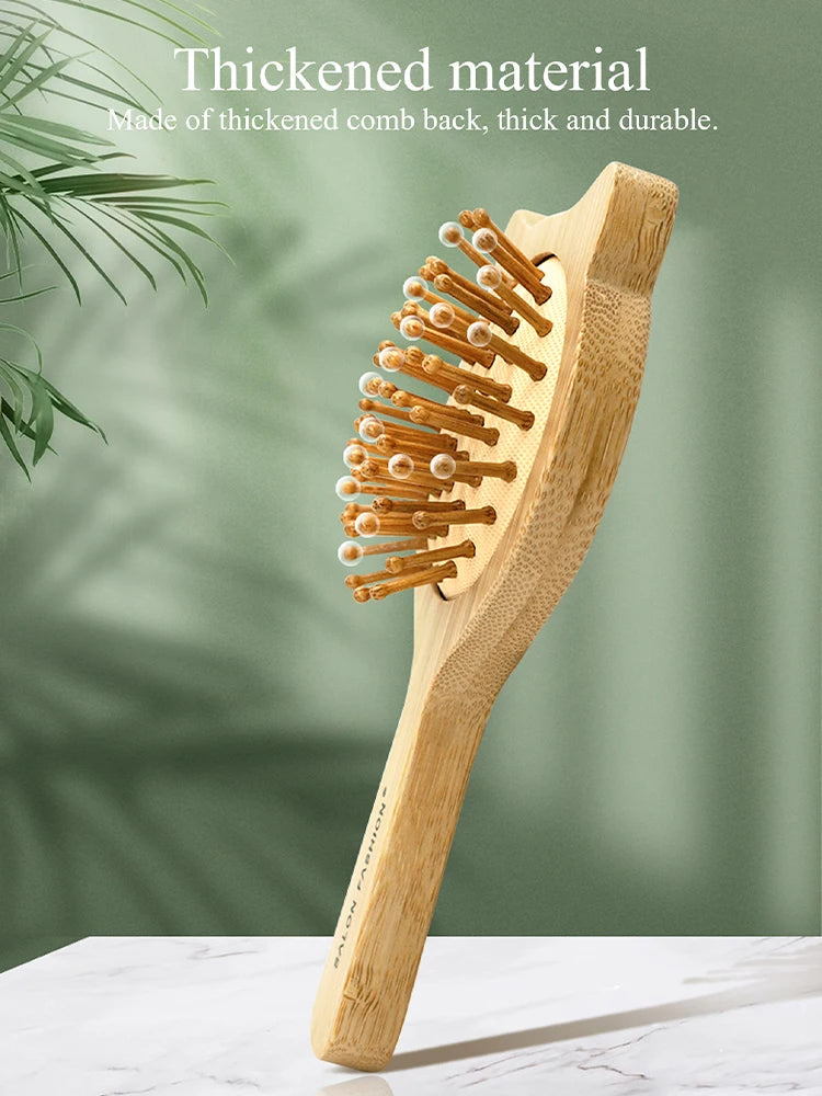 Natural Bamboo Hair Brush – Wooden Anti-Static Detangler & Scalp Massage Comb
