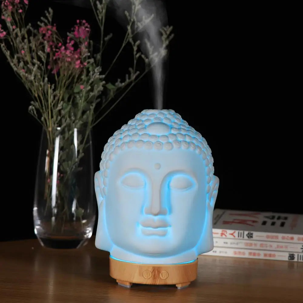 Buddha Head Essential Oil Diffuser – 100ml Aromatherapy Ultrasonic Humidifier with LED Night Light