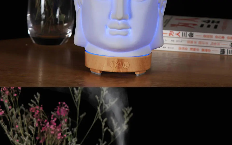 Buddha Head Essential Oil Diffuser – 100ml Aromatherapy Ultrasonic Humidifier with LED Night Light