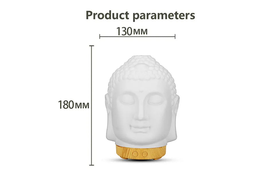 Buddha Head Essential Oil Diffuser – 100ml Aromatherapy Ultrasonic Humidifier with LED Night Light