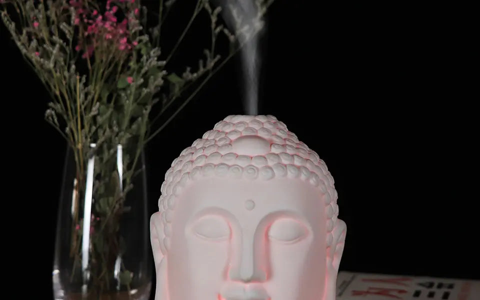 Buddha Head Essential Oil Diffuser – 100ml Aromatherapy Ultrasonic Humidifier with LED Night Light