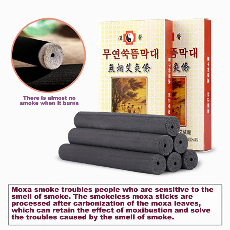 🌡️ 5pcs Smokeless Moxa Sticks – 14×115mm Herbal Acupuncture Massage Rolls
