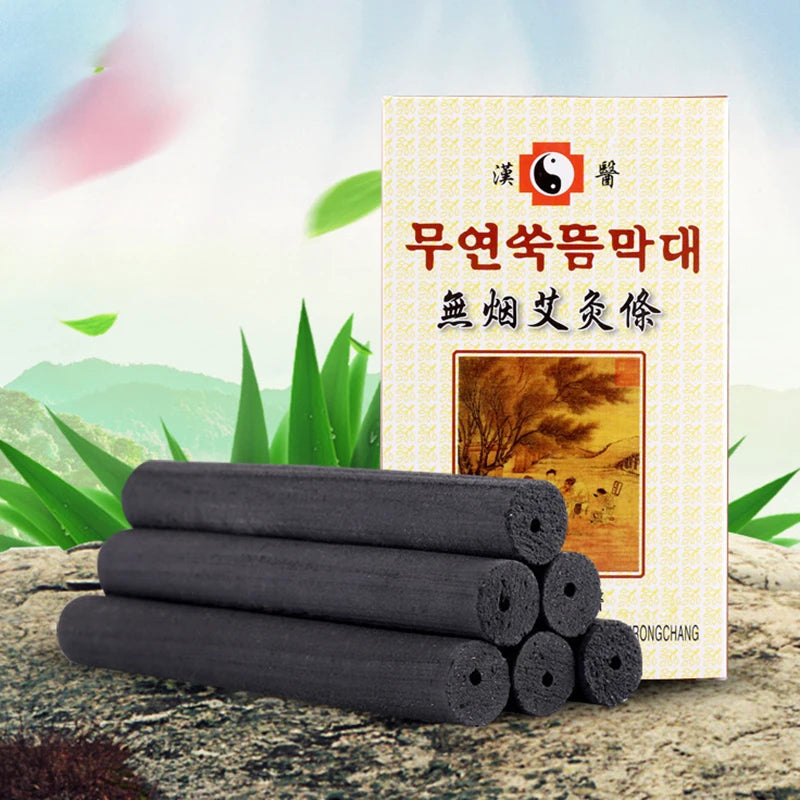 5Pcs 14*115mm Smokeless Moxa Sticks Moxibustion Roll Chinese Medicines Moxas Therapy Acupuncture Massage Warm Uterus Hea