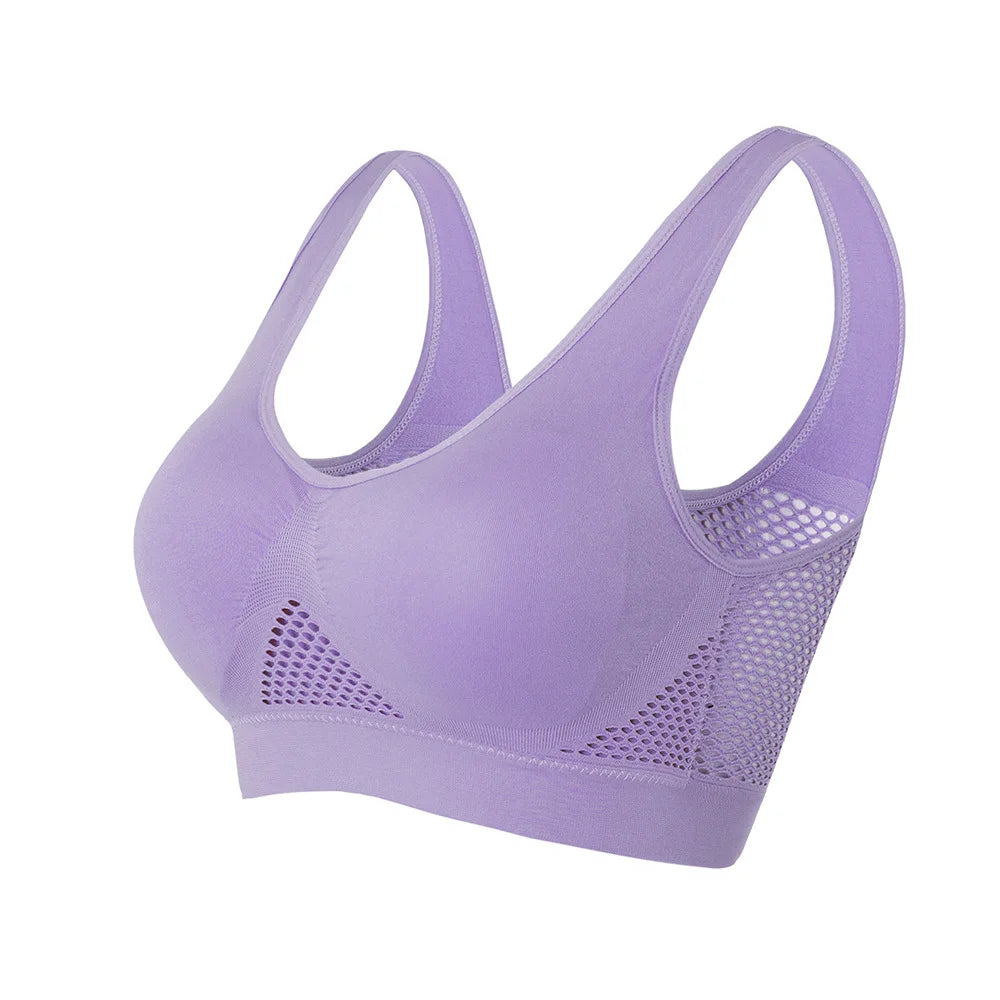👙 Hollow Out Sports Bra – S–6XL Seamless Padded Gym Fitness Top