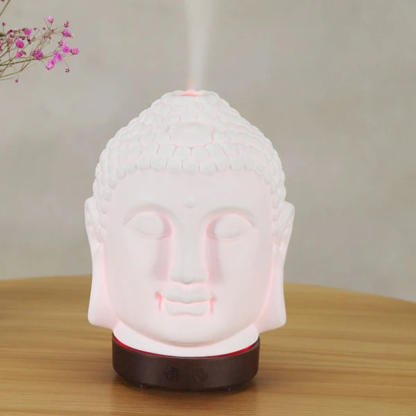 Buddha Head Essential Oil Diffuser – 100ml Aromatherapy Ultrasonic Humidifier with LED Night Light