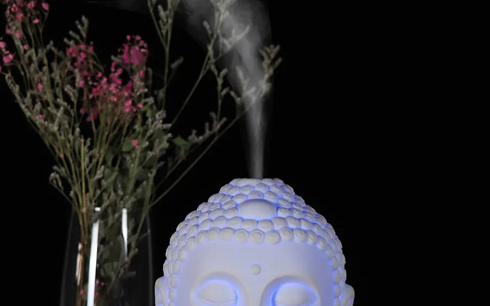 Buddha Head Essential Oil Diffuser – 100ml Aromatherapy Ultrasonic Humidifier with LED Night Light