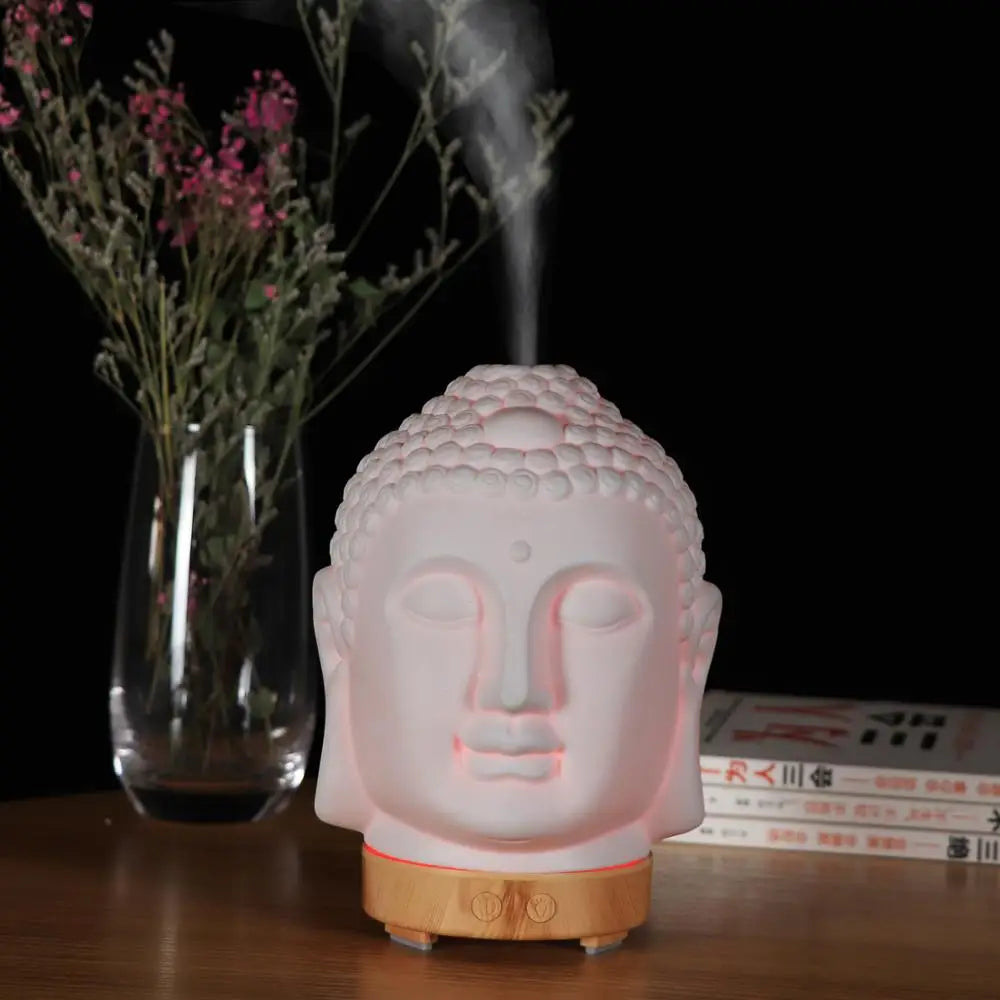 Buddha Head Essential Oil Diffuser – 100ml Aromatherapy Ultrasonic Humidifier with LED Night Light