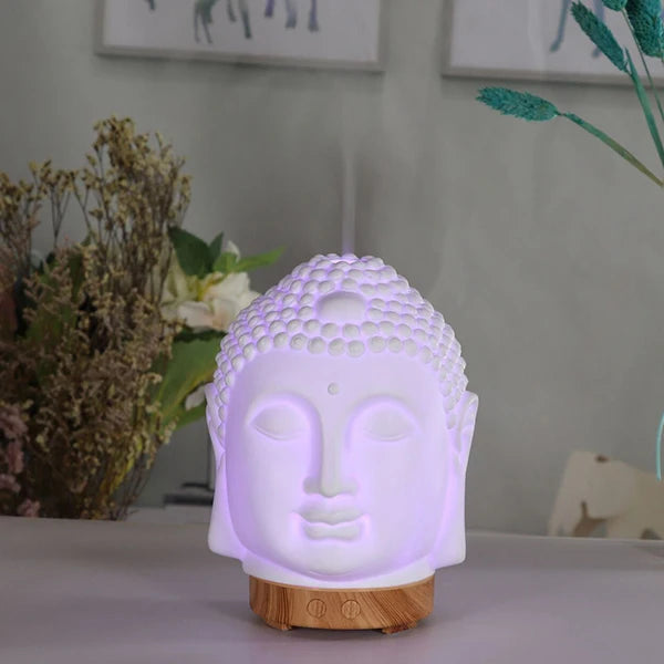 Buddha Head Essential Oil Diffuser – 100ml Aromatherapy Ultrasonic Humidifier with LED Night Light