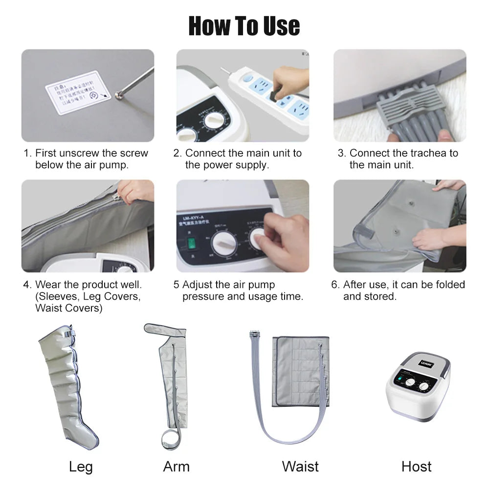 6-Cavity Air Compression Massager Parts – Leg Calf Waist Arm Lymph Drainage Accessories