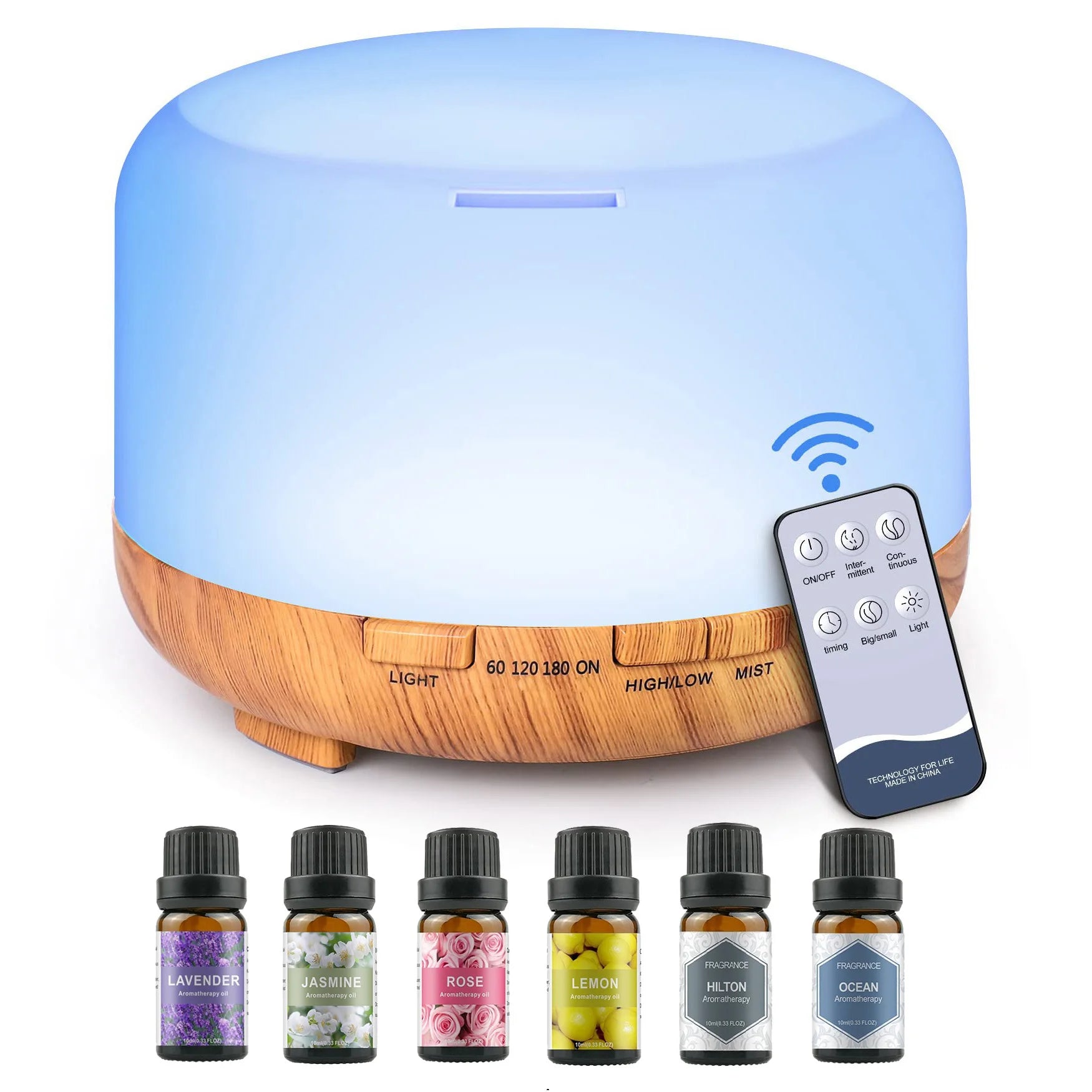500ml Essential Oil Diffuser – Remote Control Aromatherapy Ultrasonic Humidifier for Home & Office