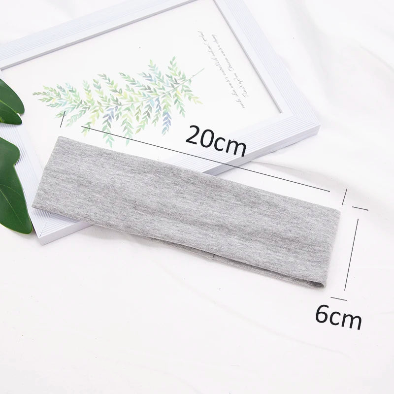 Elastic Cotton Yoga Headbands – Solid Colour Stretch Hair Bands for Sports & Fitness