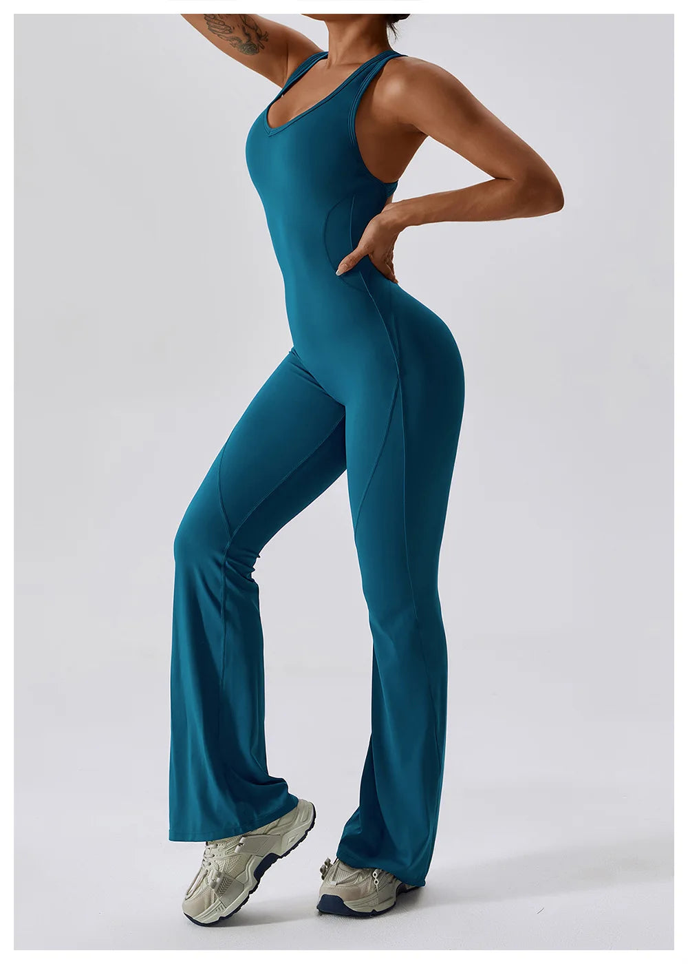 🧘 One-Piece Yoga Jumpsuit – Women’s Butt-Lifting Fitness Bodysuit