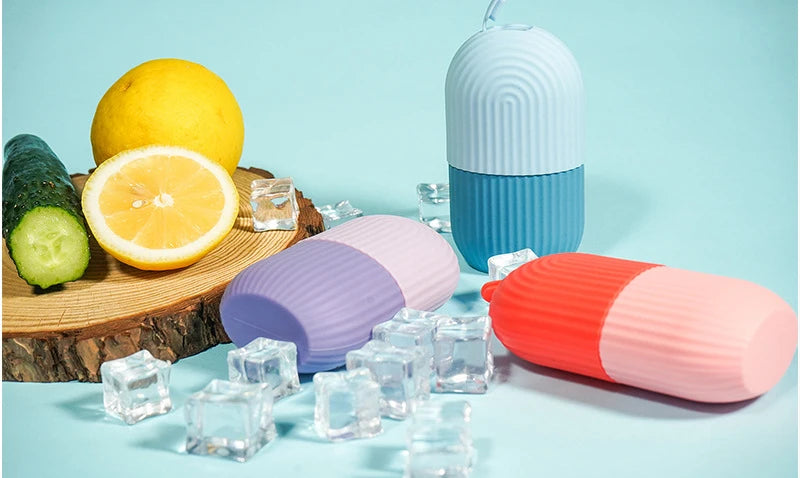 2-IN-1 Silicone Ice Roller Mold Mini Portable Face Cleansing Tool Cold Compress Soothing Massage Ice Box Durable Skin Care Tool
