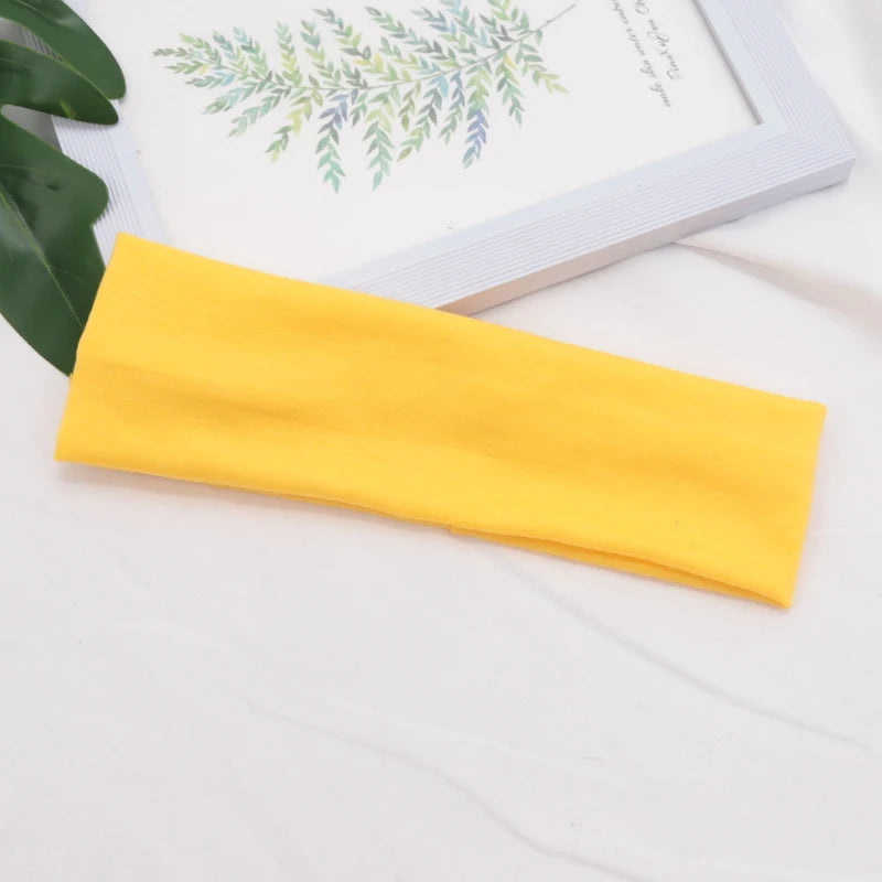 Elastic Cotton Yoga Headbands – Solid Colour Stretch Hair Bands for Sports & Fitness