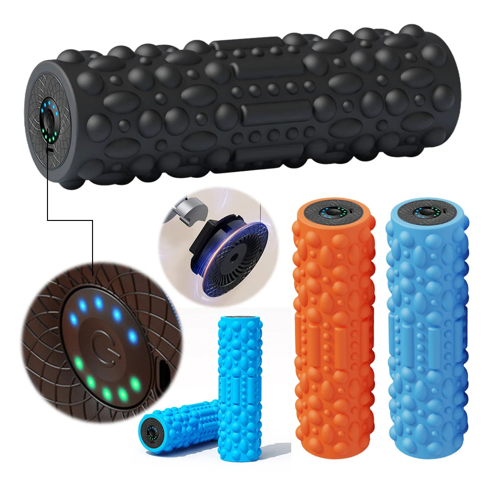 🔹 Electric Vibrating Foam Roller – 5-Speed Rechargeable Muscle Massager