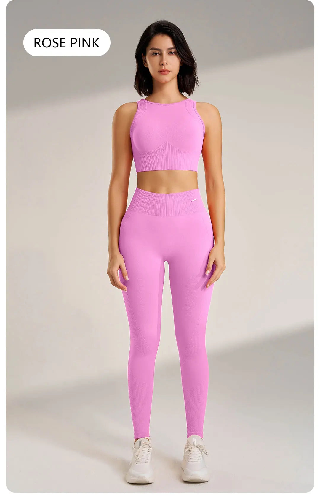 🧵 Seamless Yoga Clothing Set – High Waist Leggings + Fitness Top