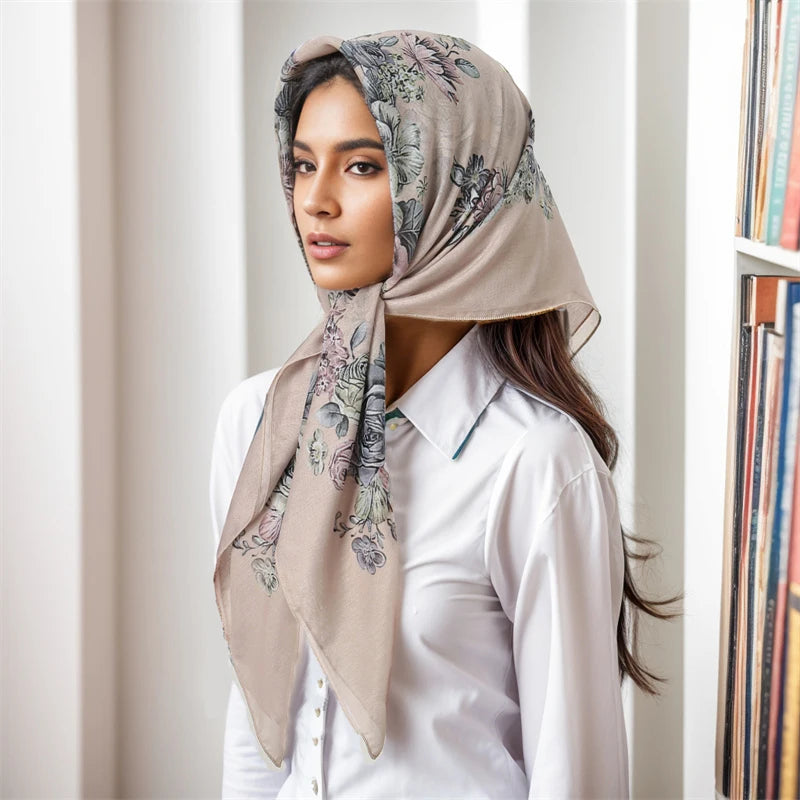 Muslim Square Hijab Scarf – 90x90cm Women’s Head Cover Wrap for Modest Fashion