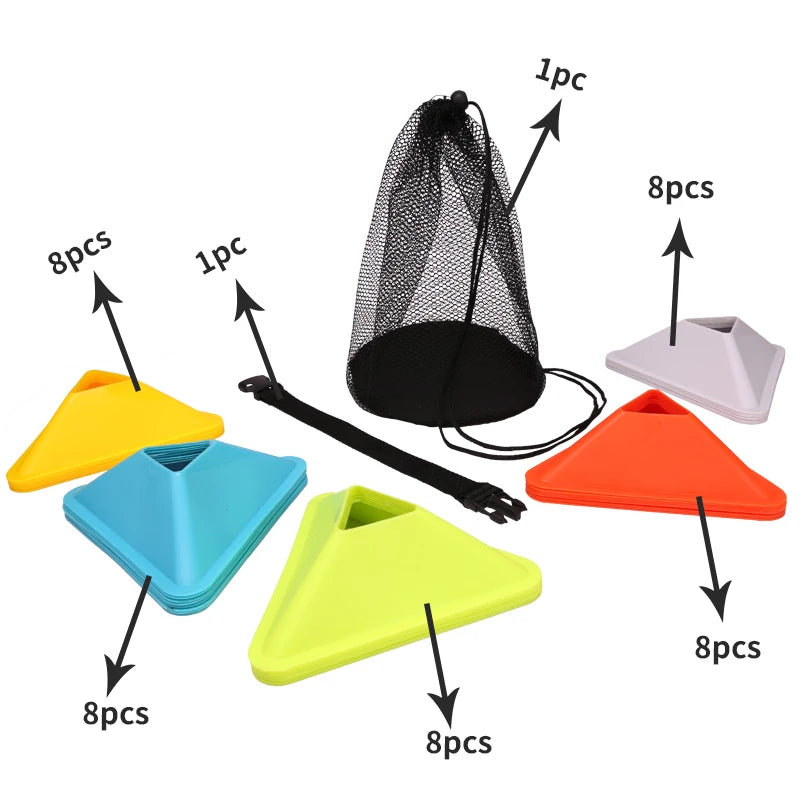 20/40PCS Triangle Soccer Cones – Agility Training Markers for Football & Sports Drills