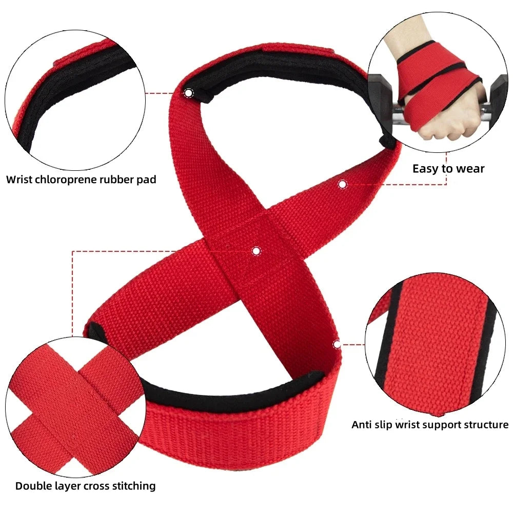 Figure 8 Lifting Straps – Padded Deadlift Wrist Wraps for Gym & Powerlifting
