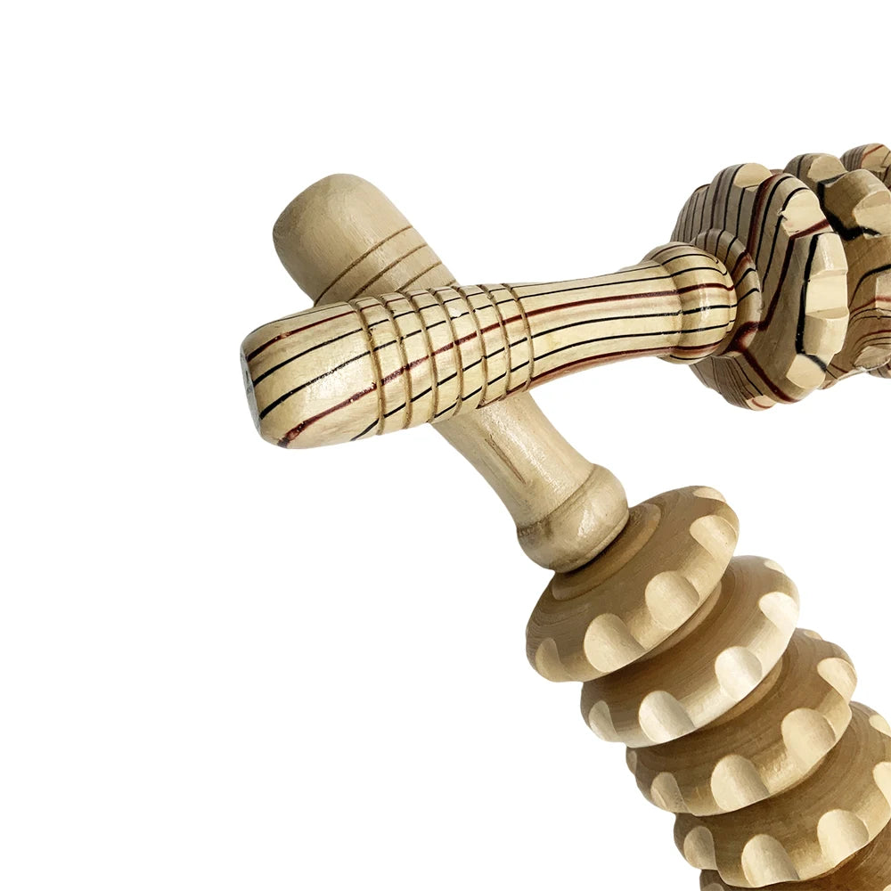 Wooden Slimming Roller Massager – 9/12-Wheel Body Shaper for Legs & Back
