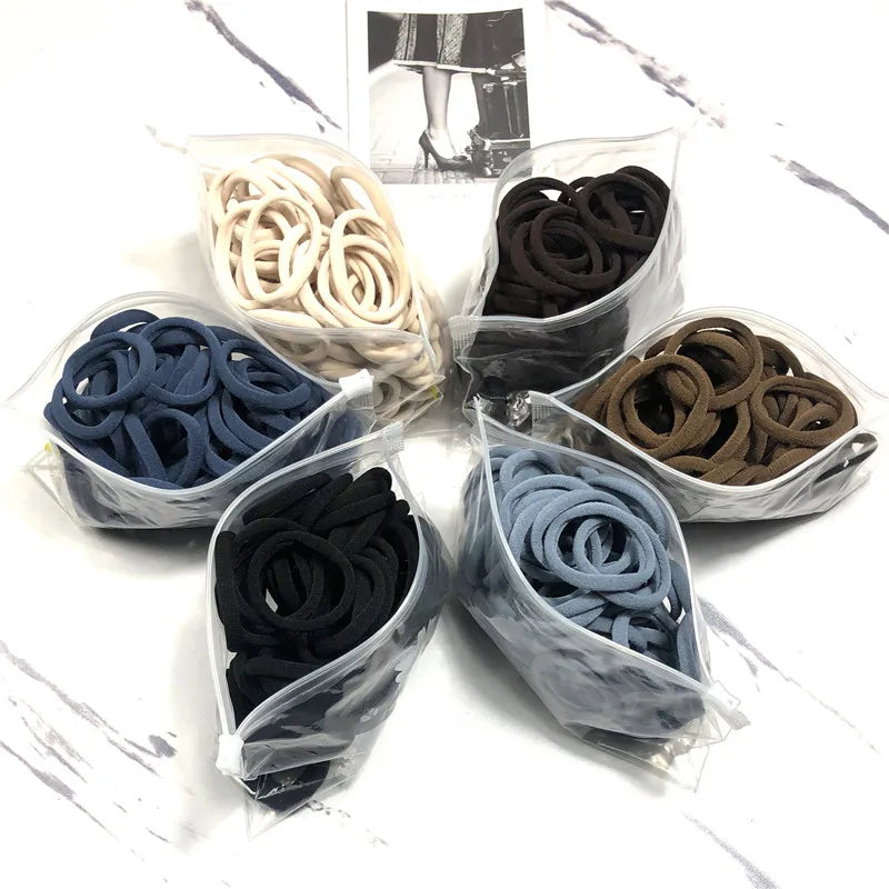 20/50PCS Hair Ties Set – Simple Elastic Rubber Bands for Women Girls Ponytails (4cm)