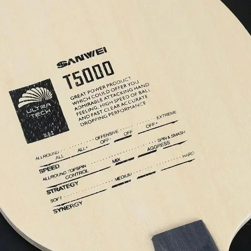SANWEI T5000 Ping Pong Blade – 5 Wood 2 Carbon Offensive Racket