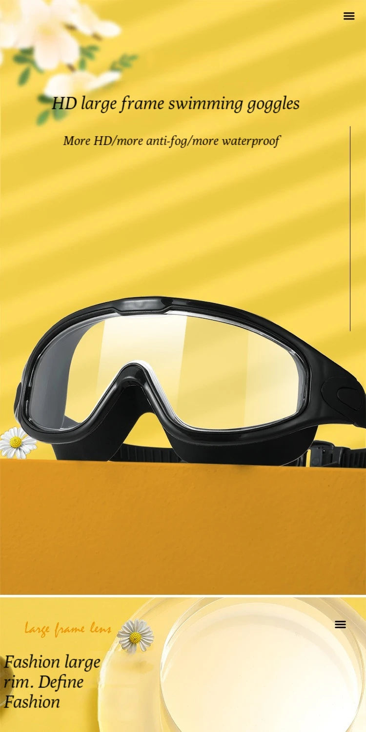 🥽 HD Anti-Fog Swimming Goggles – Large Frame