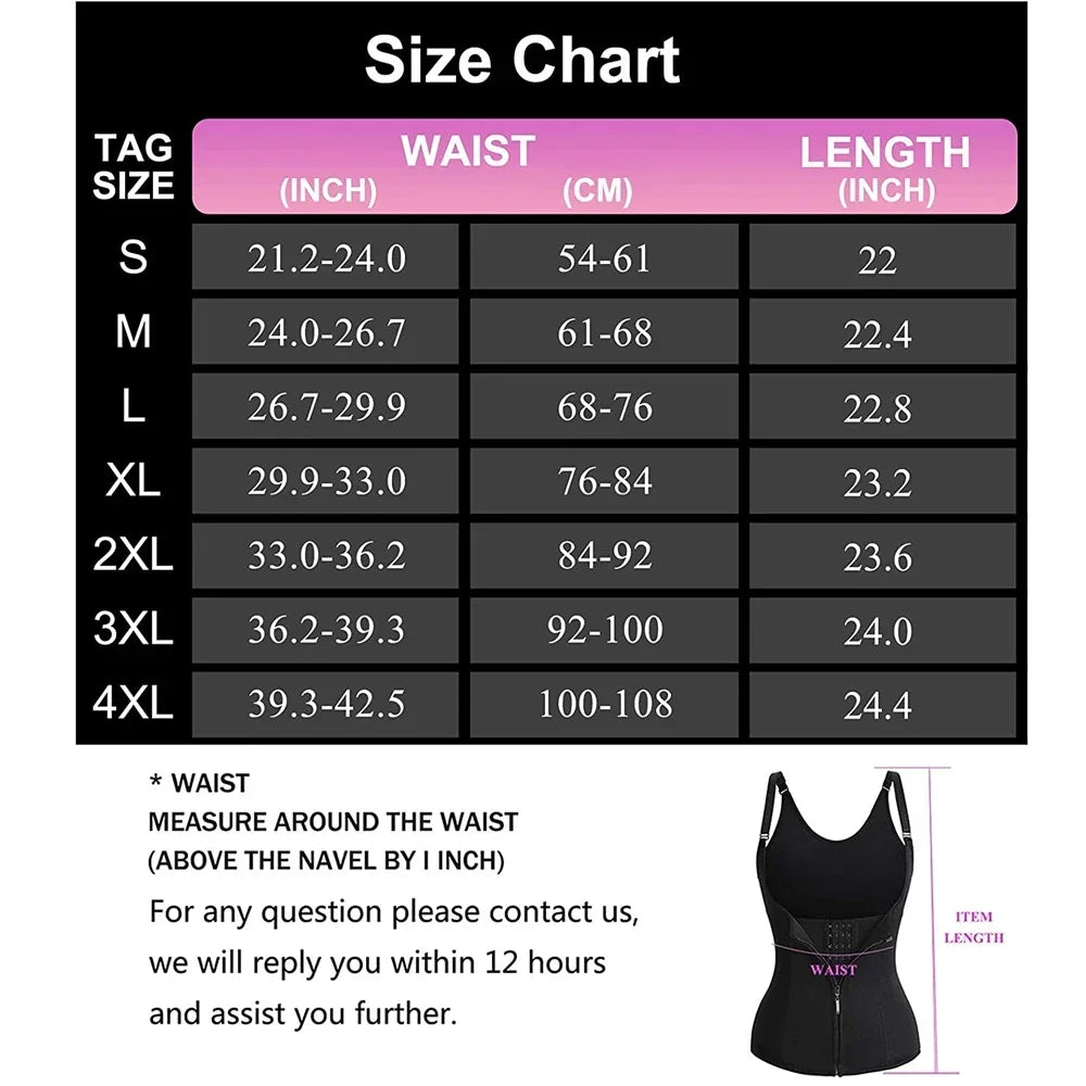👗 Women’s Waist Trainer Corset – Zipper Cincher Tank Top with Straps