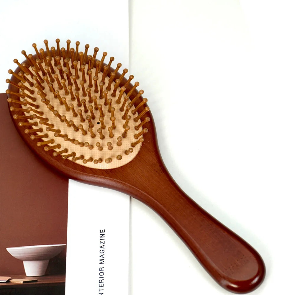 Natural Bamboo Hair Brush – Wooden Anti-Static Detangler & Scalp Massage Comb