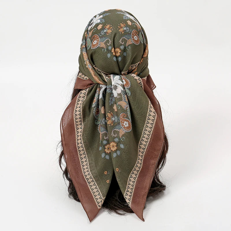 Muslim Square Hijab Scarf – 90x90cm Women’s Head Cover Wrap for Modest Fashion