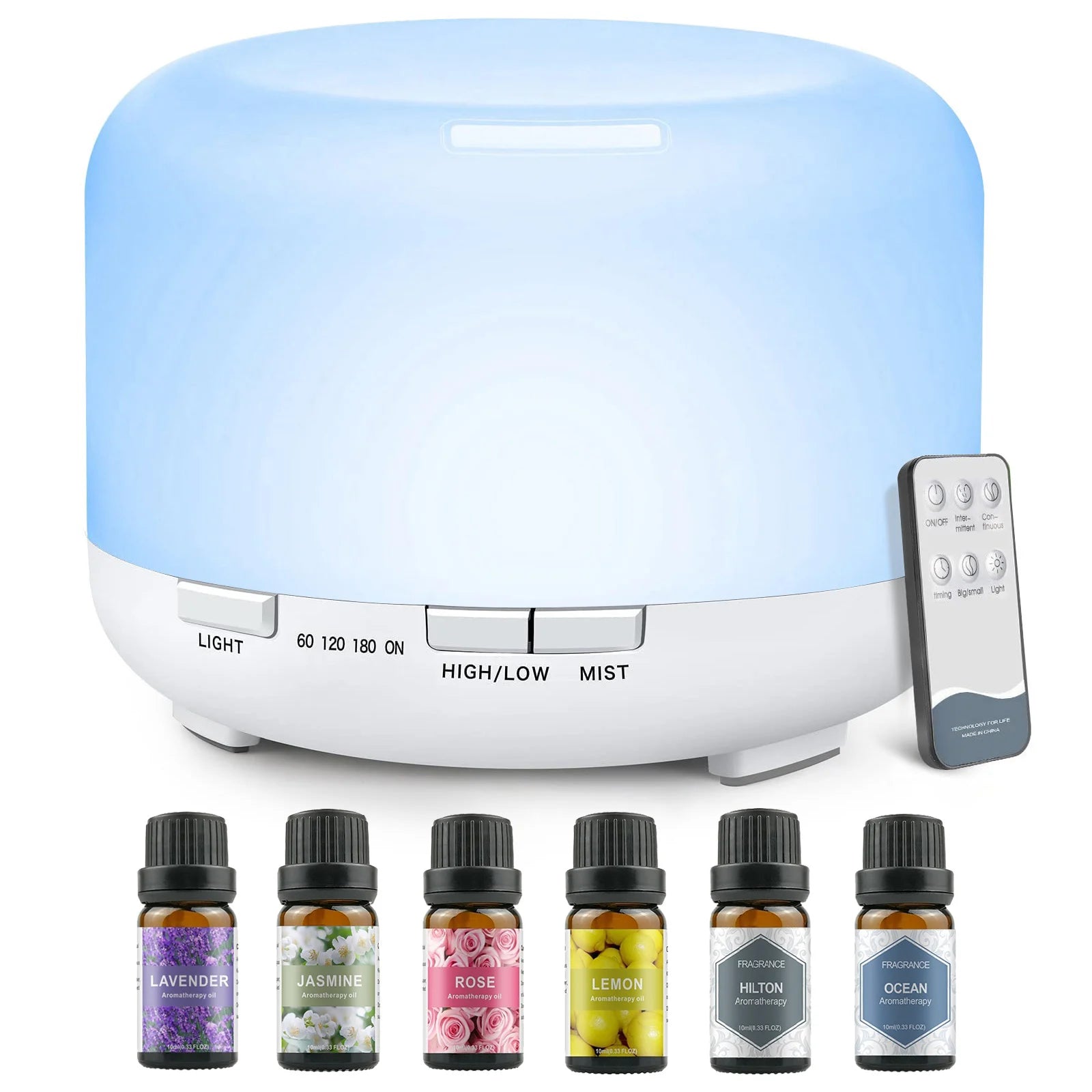 500ml Essential Oil Diffuser – Remote Control Aromatherapy Ultrasonic Humidifier for Home & Office