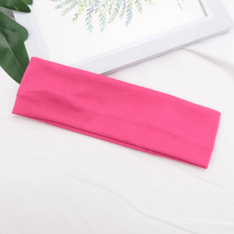 Elastic Cotton Yoga Headbands – Solid Colour Stretch Hair Bands for Sports & Fitness