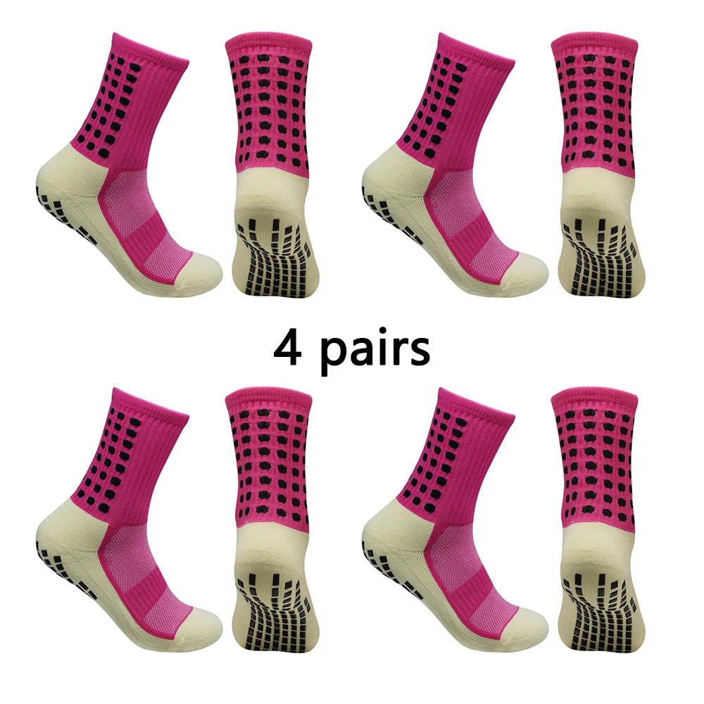 4 Pairs Men’s Soccer Grip Socks – Anti-Slip Football Training & Basketball Sports Socks