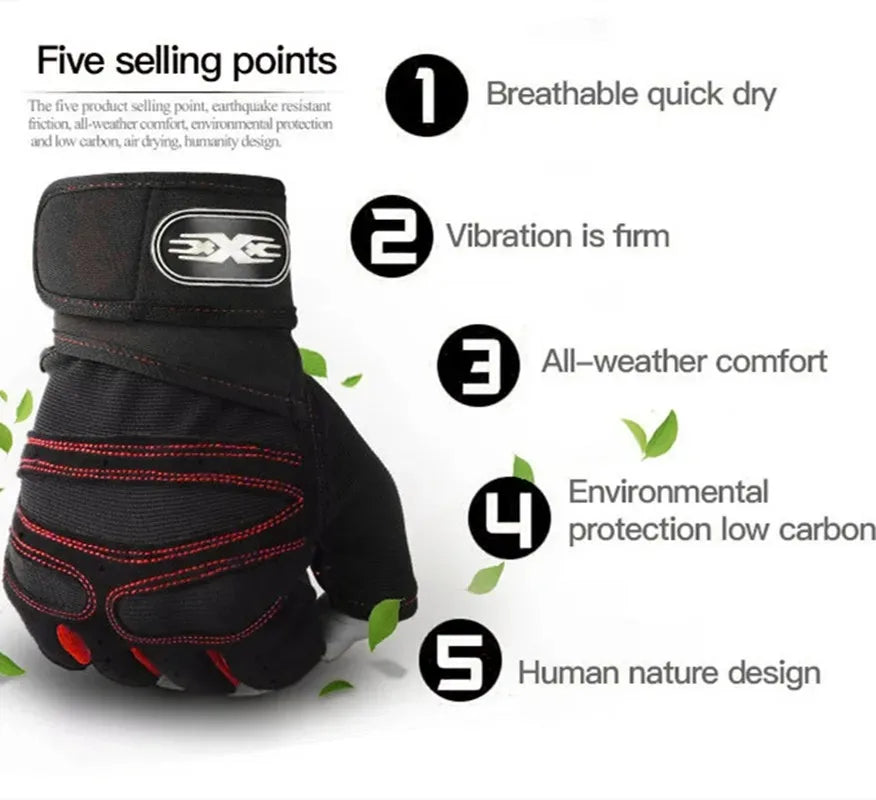 Outdoor Sport Gloves – Long Fingerless Gym & Cycling Gloves with Wrist Guard Support