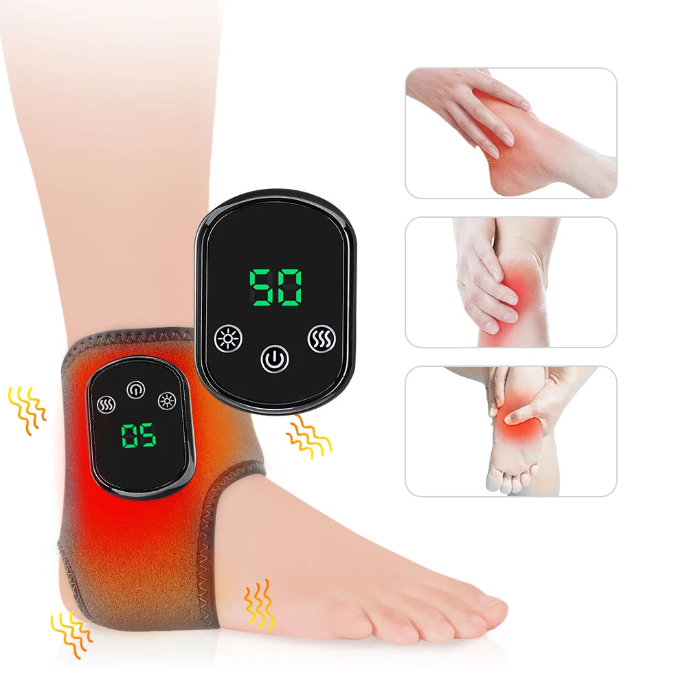Electric Foot & Ankle Massager with Heat – Cordless Vibration Wrap for Pain Relief & Recovery
