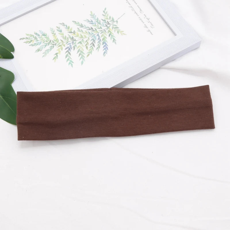 Elastic Cotton Yoga Headbands – Solid Colour Stretch Hair Bands for Sports & Fitness