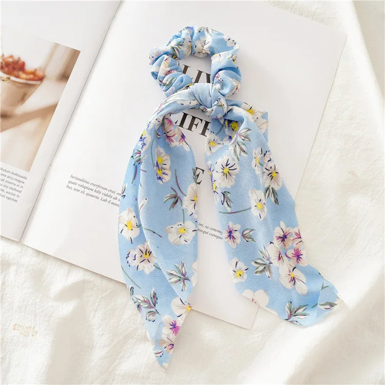 🎀 Leopard Satin Bow Ponytail Scarf – Long Ribbon Hair Tie Scrunchie