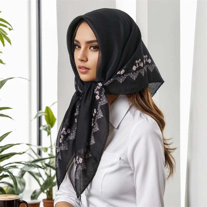 Muslim Square Hijab Scarf – 90x90cm Women’s Head Cover Wrap for Modest Fashion