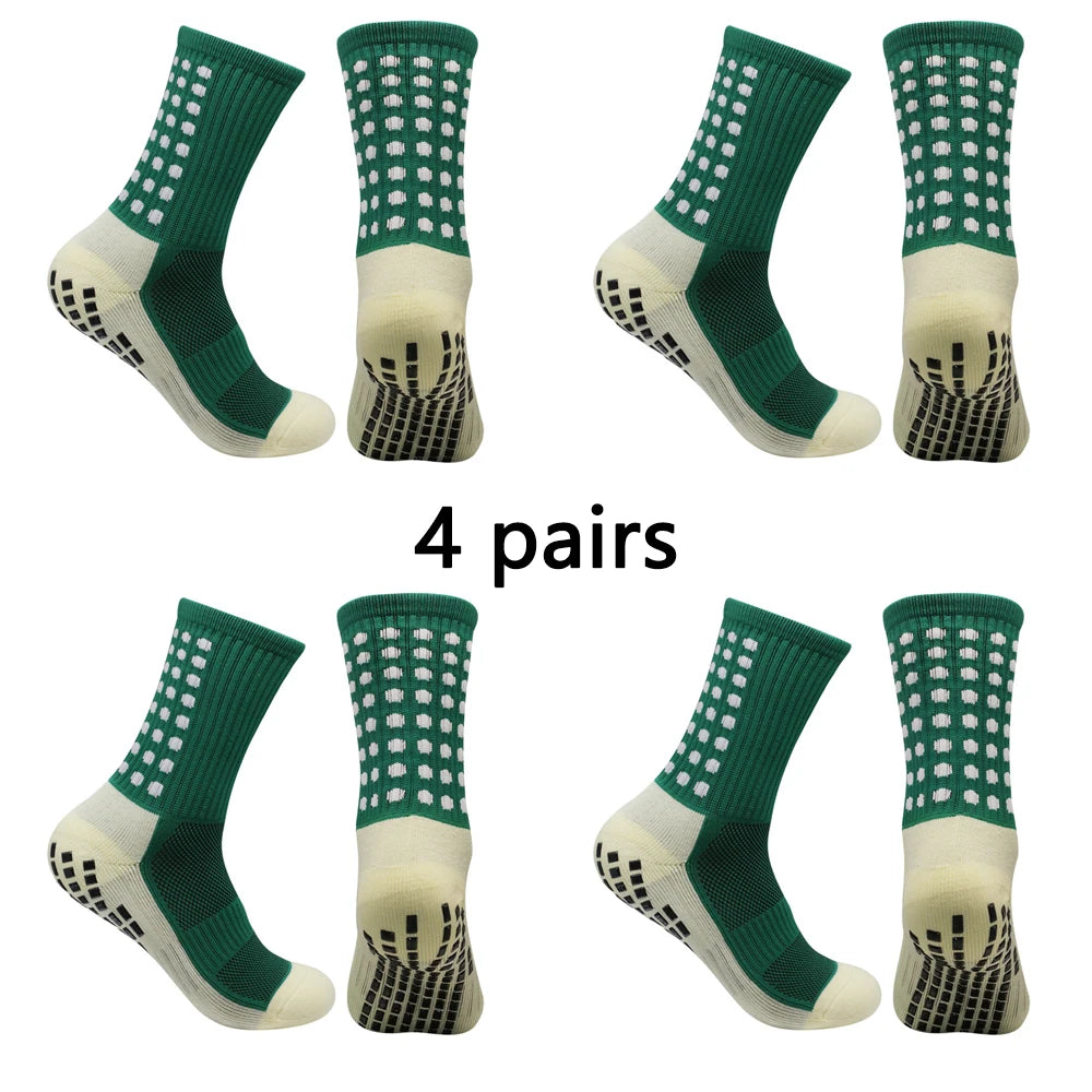 4 Pairs Men’s Soccer Grip Socks – Anti-Slip Football Training & Basketball Sports Socks
