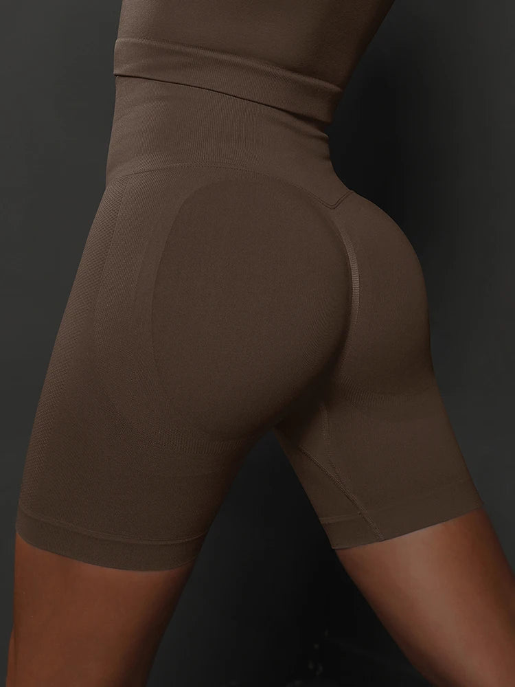 🩳 Seamless Yoga Shorts for Women – High Waist Push-Up Fit