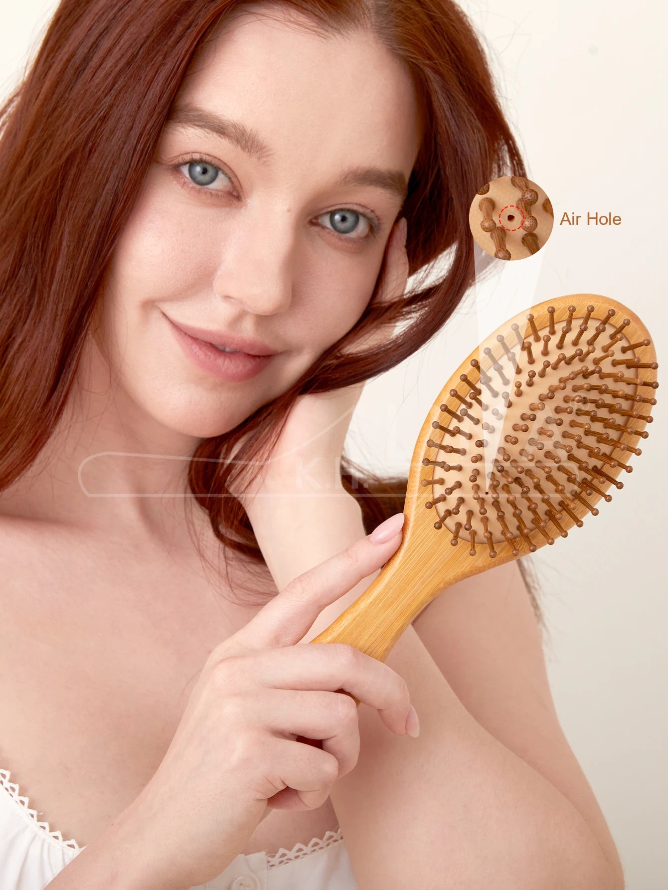 Natural Bamboo Hair Brush – Wooden Anti-Static Detangler & Scalp Massage Comb