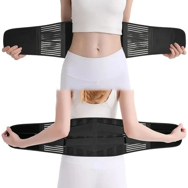 Adjustable Back Support Brace – Lumbar Waist Trainer Sweat Belt for Men Women