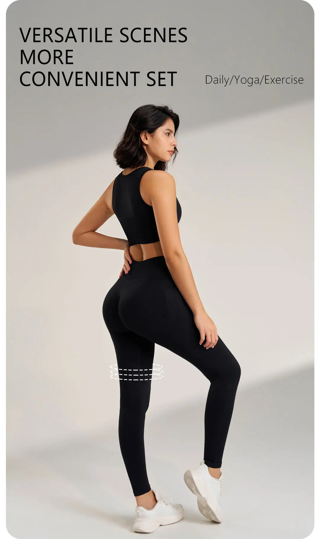🧵 Seamless Yoga Clothing Set – High Waist Leggings + Fitness Top